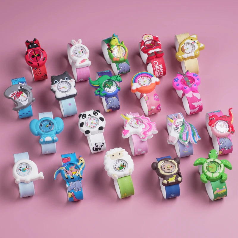 Cartoon Printed Strap Children's Watch Colorful Silicone Baby Birthday Gift Kids Study Time Toy Girls Boys Watch Clock Bracelet