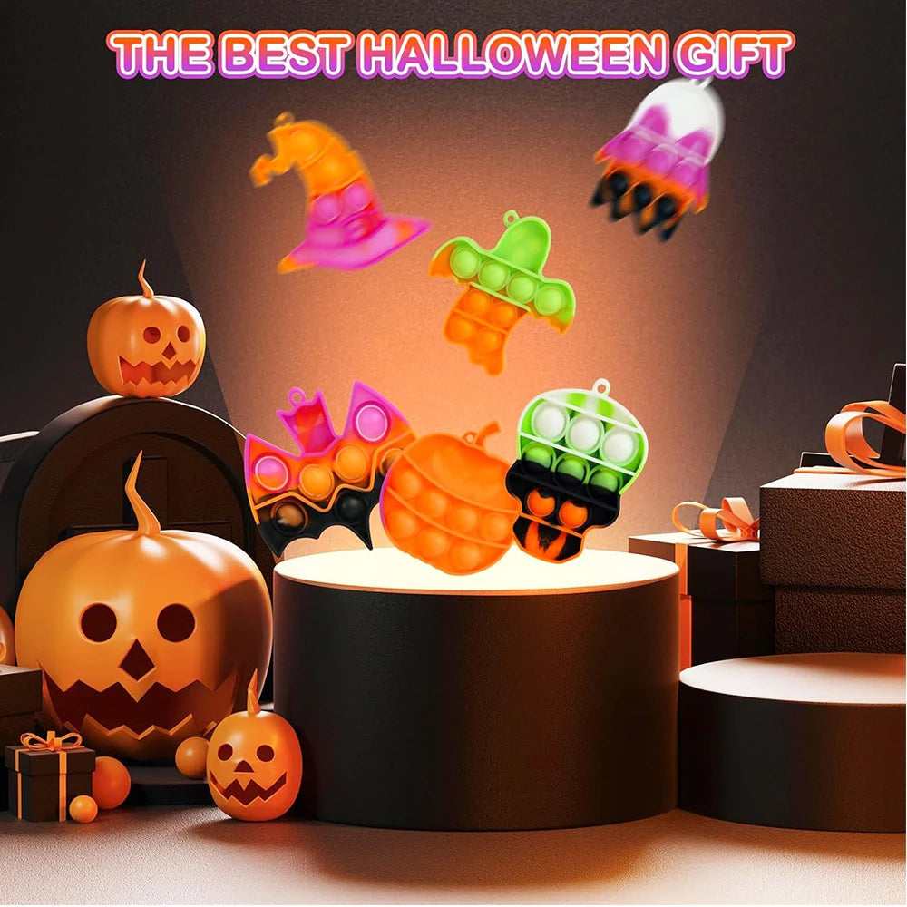 6-piece Halloween mini decompression sensory popular keychain suitable for children's Halloween party gifts
