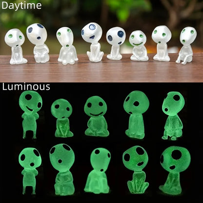 10pcs Luminous Resin Ghost Figures, Miniature Alien Decor for Aquarium, DIY Terrarium Crafts, Halloween Outdoor Decorations