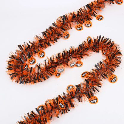 2m Halloween Wreath Pendant Glitter Plastic Bat Pumpkin Halloween Door Hanging For Home Garden Decoration Halloween Decor