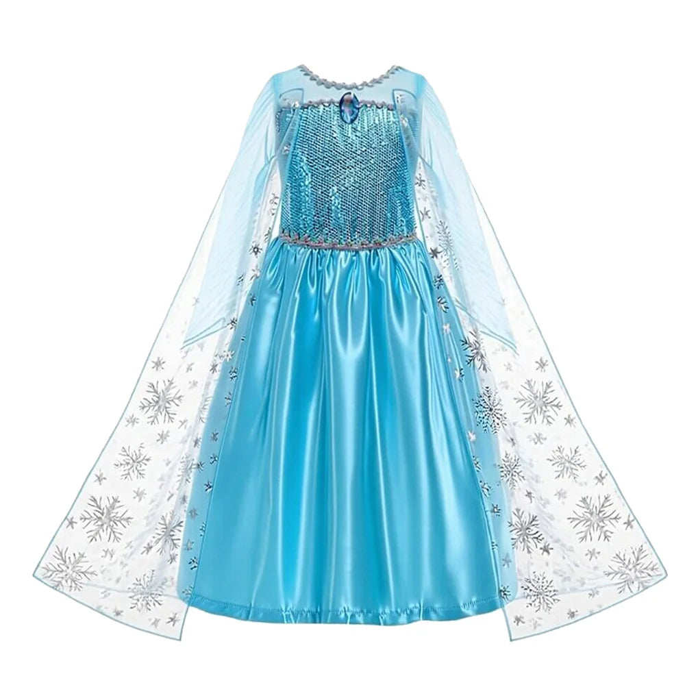 Girls Halloween Cosplay Princess Vestidos Elsa Costume Snow Queen Dress Up Kids Role-play Carnival Children Birthday Party Dress