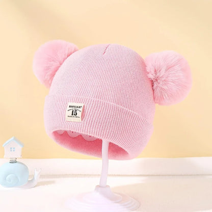 Solid Color Wool Knitted Bonnet Bebe Newborn Baby Hat Pompom Cute Winter Hat For Kids Boys Girls Children Warm Beanie Cap 0-3Y