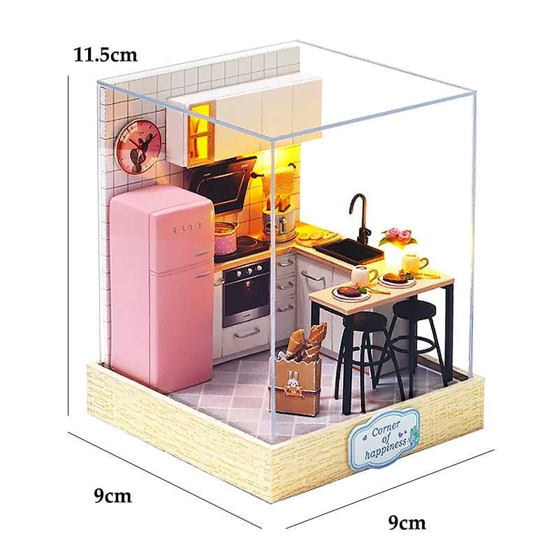 Mini Doll House DIY 3D Puzzle Assembly Building Model Toys Home Bedroom Decoration With Furniture Wooden Craft Gifts DollHouses