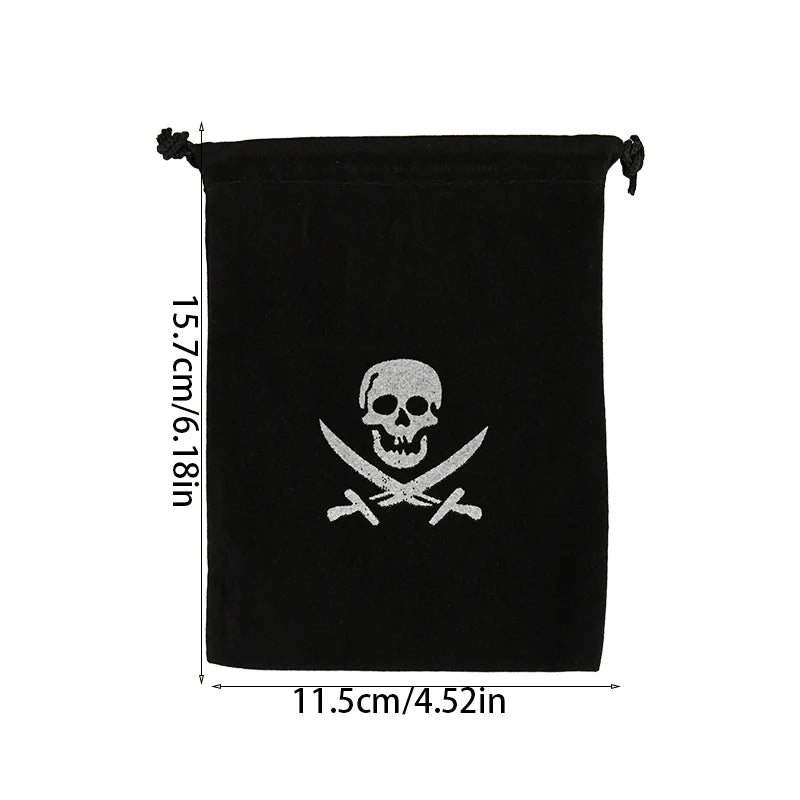 10Pcs Pirate Drawstring Gift Bags Treasure Coin Pouch Kids Boys Halloween Birthday Party Favors Supplies Small Candy Treat Bags