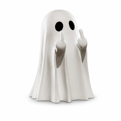 Cute Middle Finger Ghost Statue, Small Halloween Decor for Home, Centerpiece for Coffee Table, Adorable Horror Figure