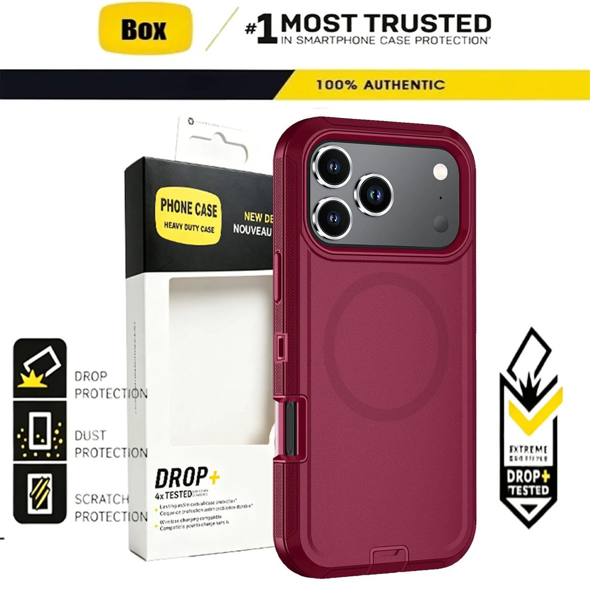 3IN1 Military Grade Heavy Duty Armor Case For IPhone 18 Pro Max 17 16 15 14 Plus Magnetic Charge TPU+PC Anti-fall Protect Cover