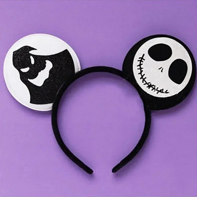 Disney leather Bat Bows Mickey Mouse Ear Headband for Adults Halloween Headwear Women Girls Cosplay Ghost Party Hair Accessories