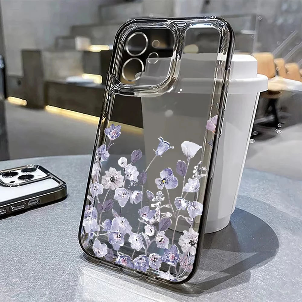 Flower Phone Case For iPhone 17 16 18 Pro Max 13 14 12 11 15 Pro Max 16e Air 7 Plus SE Shockproof Transparent Cover Soft Funda
