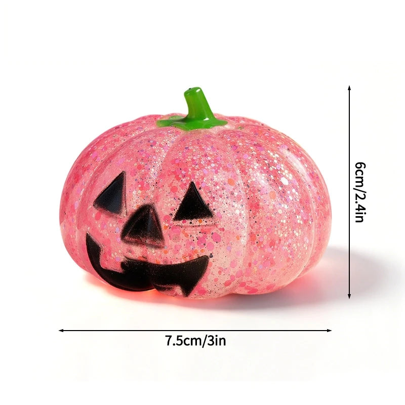 2026 Halloween Maltose Squishy Sequins Glitter Pumpkin Squeeze Balls Anti-stress Slow Rebound Pinch Toy Halloween Party Favors