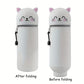 2-in-1 Expandable Silicone Pencil Case & Desk Organizer, Cute Cat Design for School Office Home, Soft Durable Stationery Storage