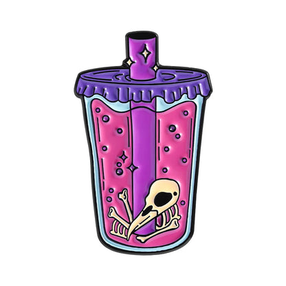 Cartoon Happiness Potion Enamel Pin Matcha Girlie Ghost Coffee Halloween Drink Crush Soda Juice Brooch Lapel Badge Jewelry Gifts