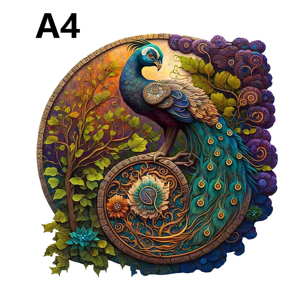 Round Peacock Wooden Jigsaw Puzzle Irregular Animal Shaped Wooden Puzzle Adult Puzzle Toys Festival Gift For Friends and Family