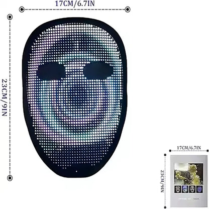 Led Mask with App Control Programmable, Lighted Mask Gesture Control Face Transforming , Light up Halloween Mask For Adults