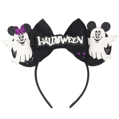 2026 Latest Halloween Cobweb Ears Headband Women Festival DIY Mouse Hairband Kids Party Villains Cosplay DIY Hair Accessories