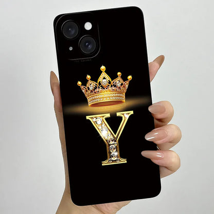 For Apple iPhone 15 Plus Case iPhone15 Pro Crown Letter Cover Soft Liquid Phone Case For iPhone 15 Pro Max iPhone15 Fundas Coque