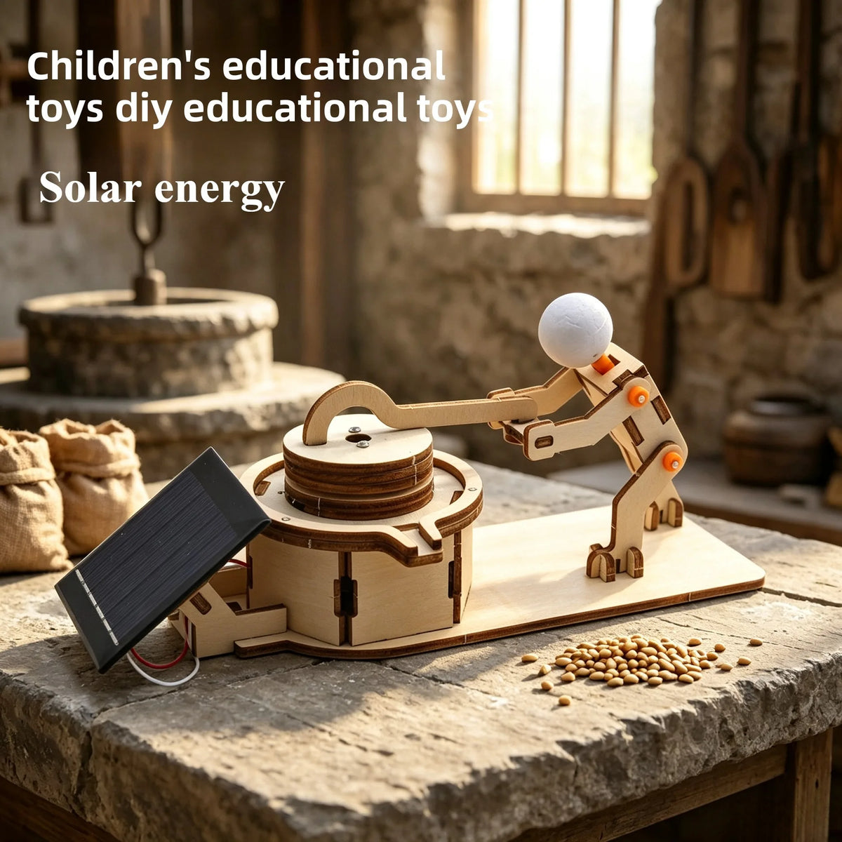 Solar Car Lunar Exploration Vehicle Children's Diy Hand-Assembled Model Diy 3d Wooden Puzzle Science And Education Toys