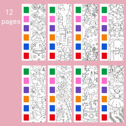 12pages Children's Watercolor Coloring Book,Drawing Toys For Thanksgiving, Easter, Christmas Gifts, With Built-in Watercolor Pen