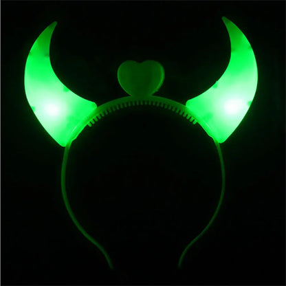Led Funny Devil Horn Light Up Head Band Hair Hoops Flashing Horn Children Adults Halloween Christmas Party Decor Headwear