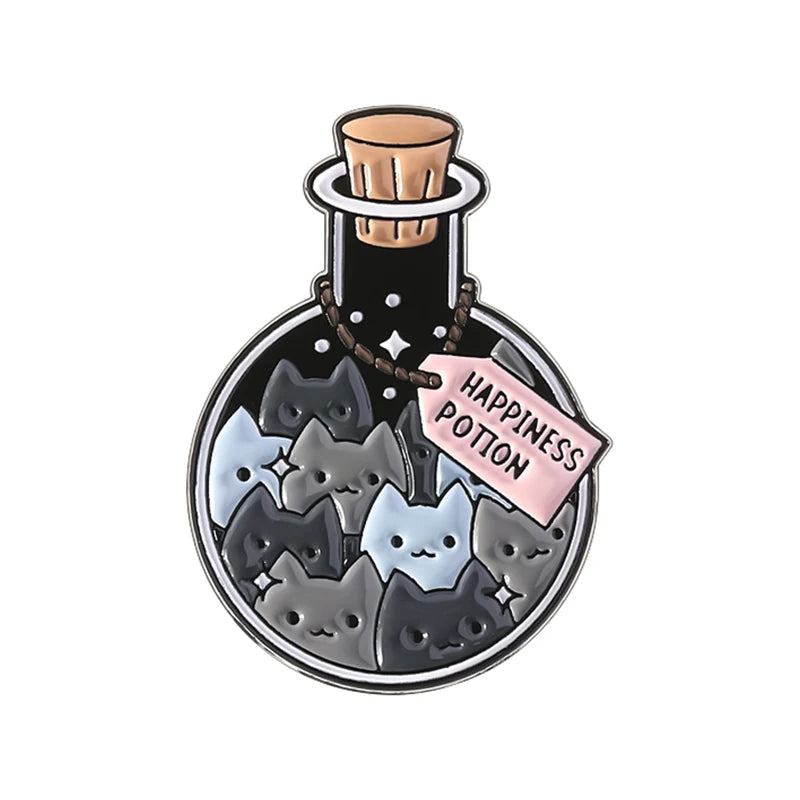 Cartoon Happiness Potion Enamel Pin Matcha Girlie Ghost Coffee Halloween Drink Crush Soda Juice Brooch Lapel Badge Jewelry Gifts