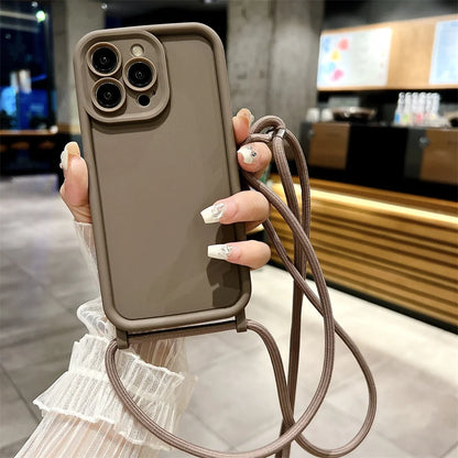 Phone Case For iPhone 11 12 13 14 15 16 17 18 Pro Max 17 Air 16E Crossbody Adjustable Lanyard Strap Rope Soft Cover