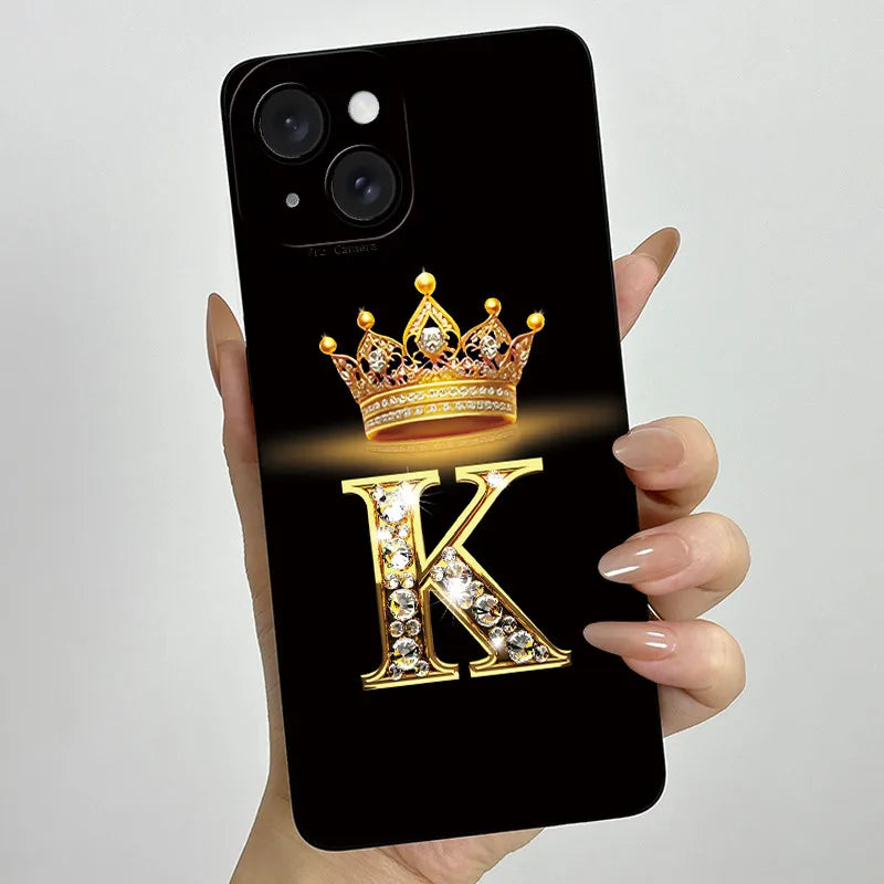 For Apple iPhone 15 Plus Case iPhone15 Pro Crown Letter Cover Soft Liquid Phone Case For iPhone 15 Pro Max iPhone15 Fundas Coque