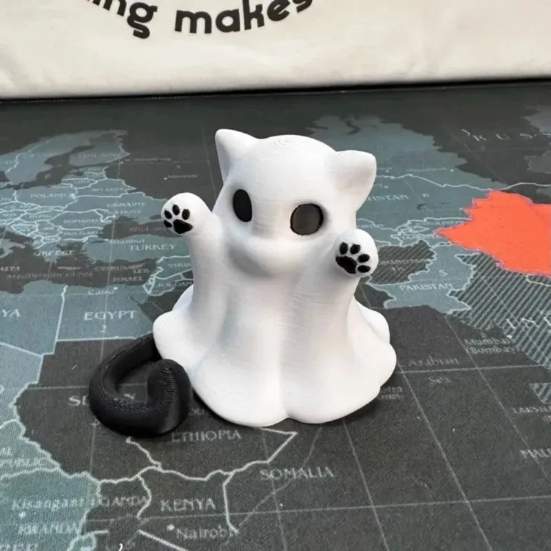 Mini Kitten Ghost Ornaments Afraid of Cute Desktop Atmosphere Halloween Feeling Send Girlfriend Cat Gift Home Decoration Crafts