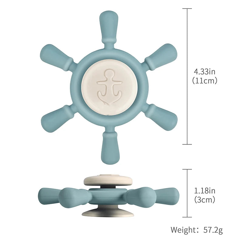 Silicone Suction Cup Spinner Toy for Baby Kids Car Travel Table Highchair Window Sensory Cartoon Rattles Fidget Educational Toy