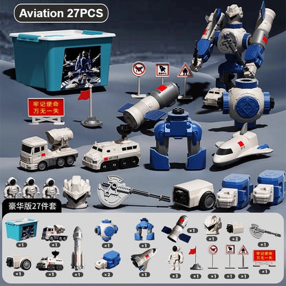 Children's Magnetic Deformation Engineering Car Robot Building Block Toy Set Multi Style Puzzle Assembly Machinery Mech Toy Gift