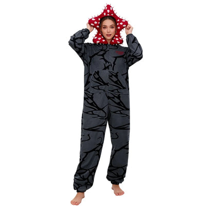 New Adult Kids Fall Winter Thicken Cannibal Flower Demogorgon Cosplay Costume Comfortable Flannel Fabric Pajamas Halloween Suits