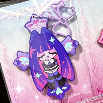 Fashion Panty & Stocking with Garterbelt Anime KeyChain Men Key Chain for WomenKawaii Figure Acrylic Keyring Pendant Gifts