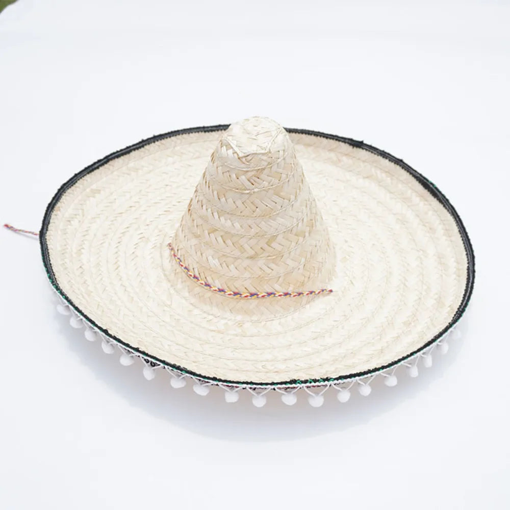 Summer Colorful Wide Brim Mexican Party Hat Halloween Sombrero Straw Hats Decor Party Beach Hat Men