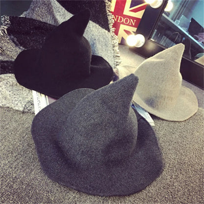 New Modern Knit Wool Wizard Hat Cap For Halloween Party Costume Halloween Witch Hat Festival Party Hat Halloween Party Hat 2023