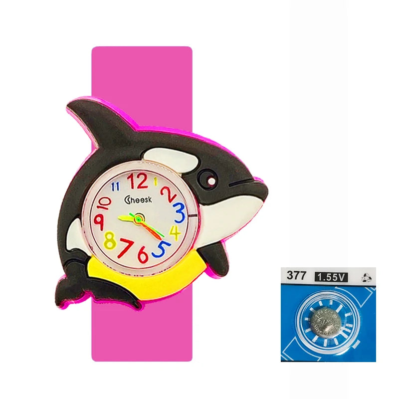 Cartoon Children Watches Baby Study Look The Time Toy Bracelet Kids Slap Watch for Boys Girls Birthday and Christmas Gift Clock