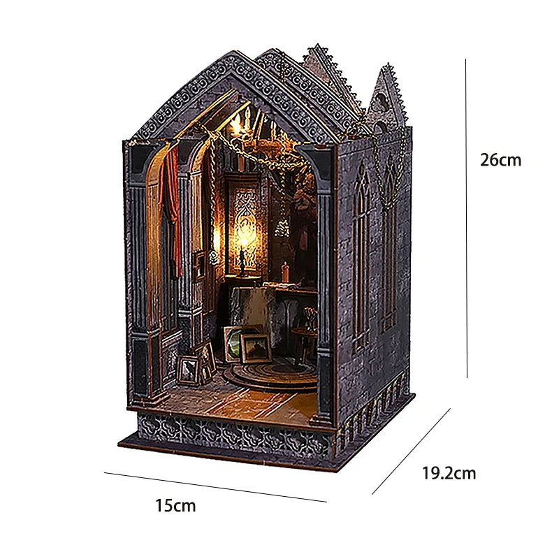 DIY Book Nook Insert Kits Wooden Doll House Building Kit Magic House Casa Bookend With Furniture Bookshelf Home Decoration Gift