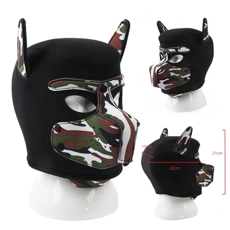 Fashion Unisex Sexy Costumes Latex Open Mouth Dog Headgear Halloween Pupply Play Party Couples Games Full Face Fetish Masks Hood