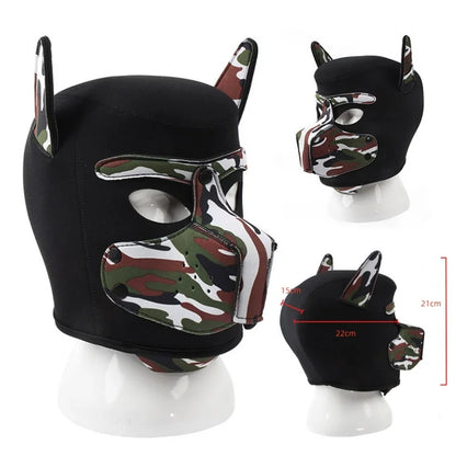 Fashion Unisex Sexy Costumes Latex Open Mouth Dog Headgear Halloween Pupply Play Party Couples Games Full Face Fetish Masks Hood