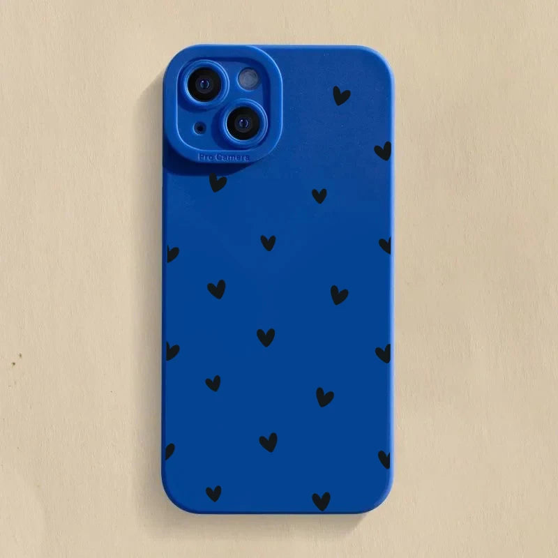 Black Love Heart Phone Case For iPhone 18 17 16 14 15 13 12 11 Pro Max X XR XS 7 8 15 16 Plus SE Shockproof Silicone Soft Cover