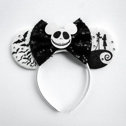 Disney leather Bat Bows Mickey Mouse Ear Headband for Adults Halloween Headwear Women Girls Cosplay Ghost Party Hair Accessories