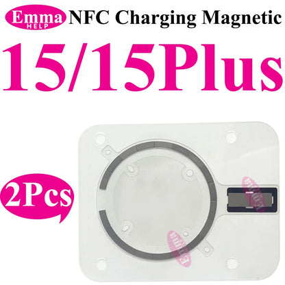2Pcs Wireless NFC Charging Magnetic  For iPhone 12 13 16 Pro Max 14 15 Plus Rear Cover Back Glass MagSafe Charger Magnet Repair