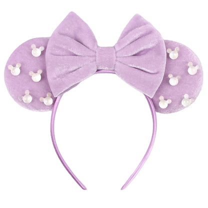 New Trendy Mouse Ears Headband 3.3"Velvet For Girls Soft Bow Hairband Halloween Festival Party Trip DIY Hair Accessories Gifts