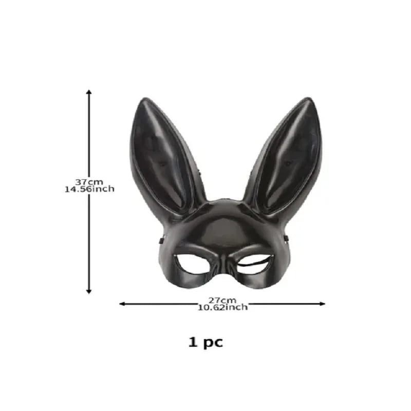 Black White Rabbit Mask Halloween Party Decoration Party Long Ears Rabbit Bunny Mask Costume Cosplay