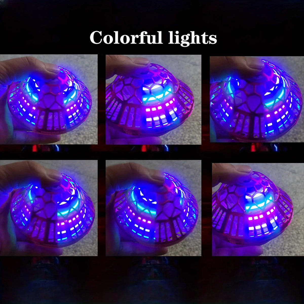 Magic Flying Spinner Ball with LED Glow Lights, 360° Rotating Gyro Hover Orb, Stress Relief Fidget Toys for Teens and Adults