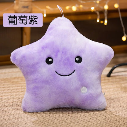 LED Light Star Plush Toy Soft Stuffed Star Pillow Doll Glowing Plush Baby Kid Toys Birthday Gift Home Deco