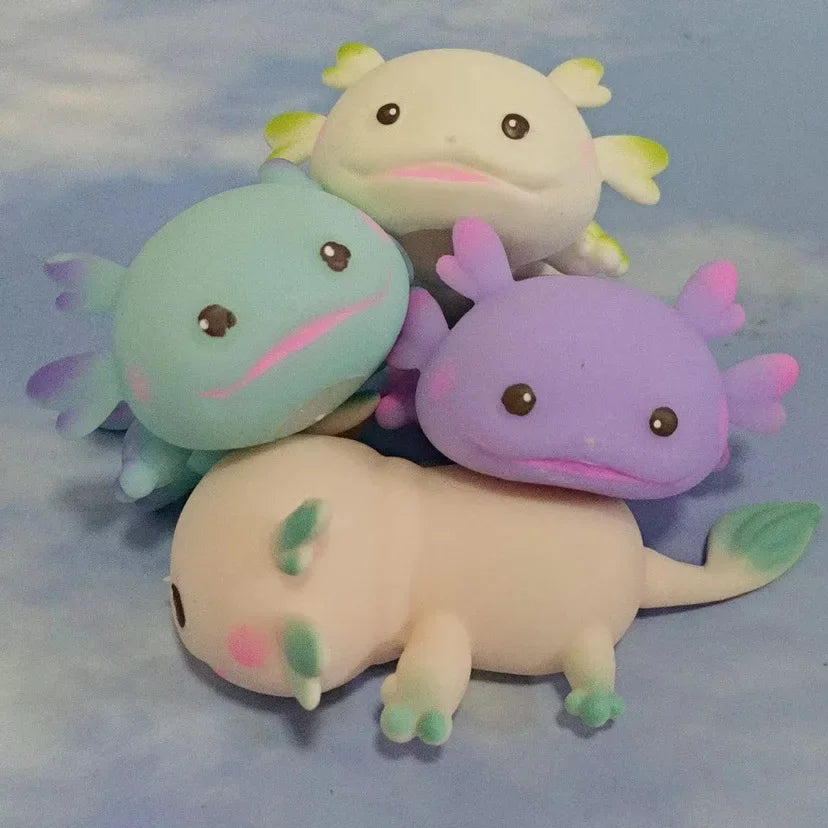 1/4pcs Axolotl Squeeze Ball Cute Fish Relax Cartoon Antistress Squishy Stress Relief Slow Rising For Adult Kids Stretch Toys