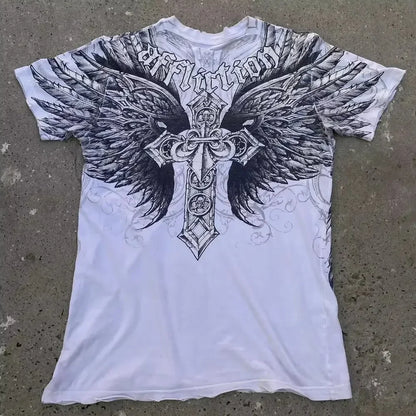 90s affliction Hip Hop Skull Graphic t shirts Men Streetwear Goth Tops Men Clothes Casual Gothic Oversized Long Sleeve T shirt