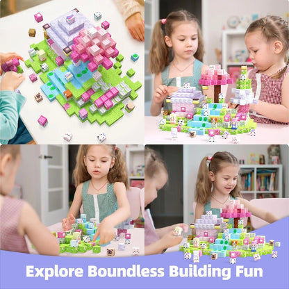 Magnetic Building Blocks Mine World Magnet Pink Girly Heart Blossom Cave Plant Zombies Cubes Set Brick Cube Toys Children Gifts