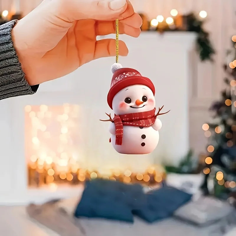5pcs, Acrylic Snowman Ornaments, 2D Christmas Tree Hanging Decorations, Seasonal Decor for Christmas, Halloween, Thanksgiving