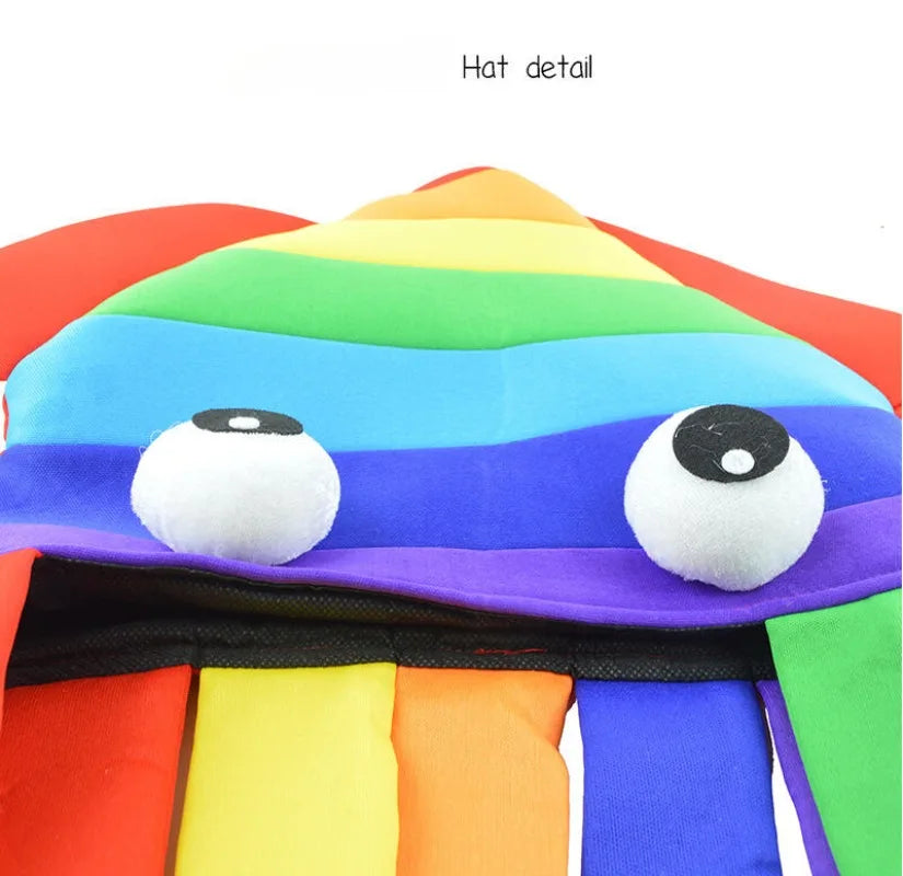 Funny Rainbow Squid Hat Yellow Flying Duck Hat Costume Accessories Halloween Carnival Fun Party Ocean Animal Octopus Headwear
