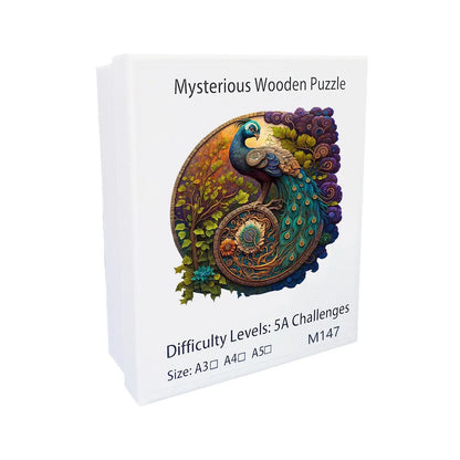 Round Peacock Wooden Jigsaw Puzzle Irregular Animal Shaped Wooden Puzzle Adult Puzzle Toys Festival Gift For Friends and Family