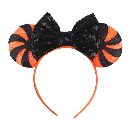 2024 Halloween Mouse Ears Headband Sequins Bow Hairband For Women Featival Party DIY Hair Accessories Boutique